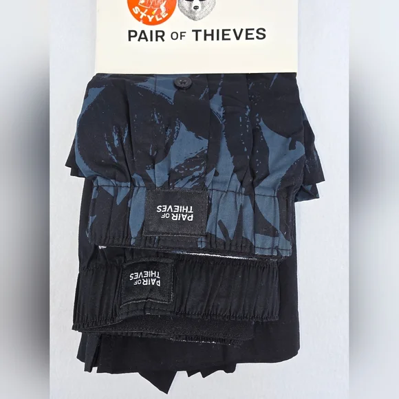 PAIR of THIEVES Woven Boxer 2-Pack Blue Black Size Small NWT S-2704 - Picture 2 of 7